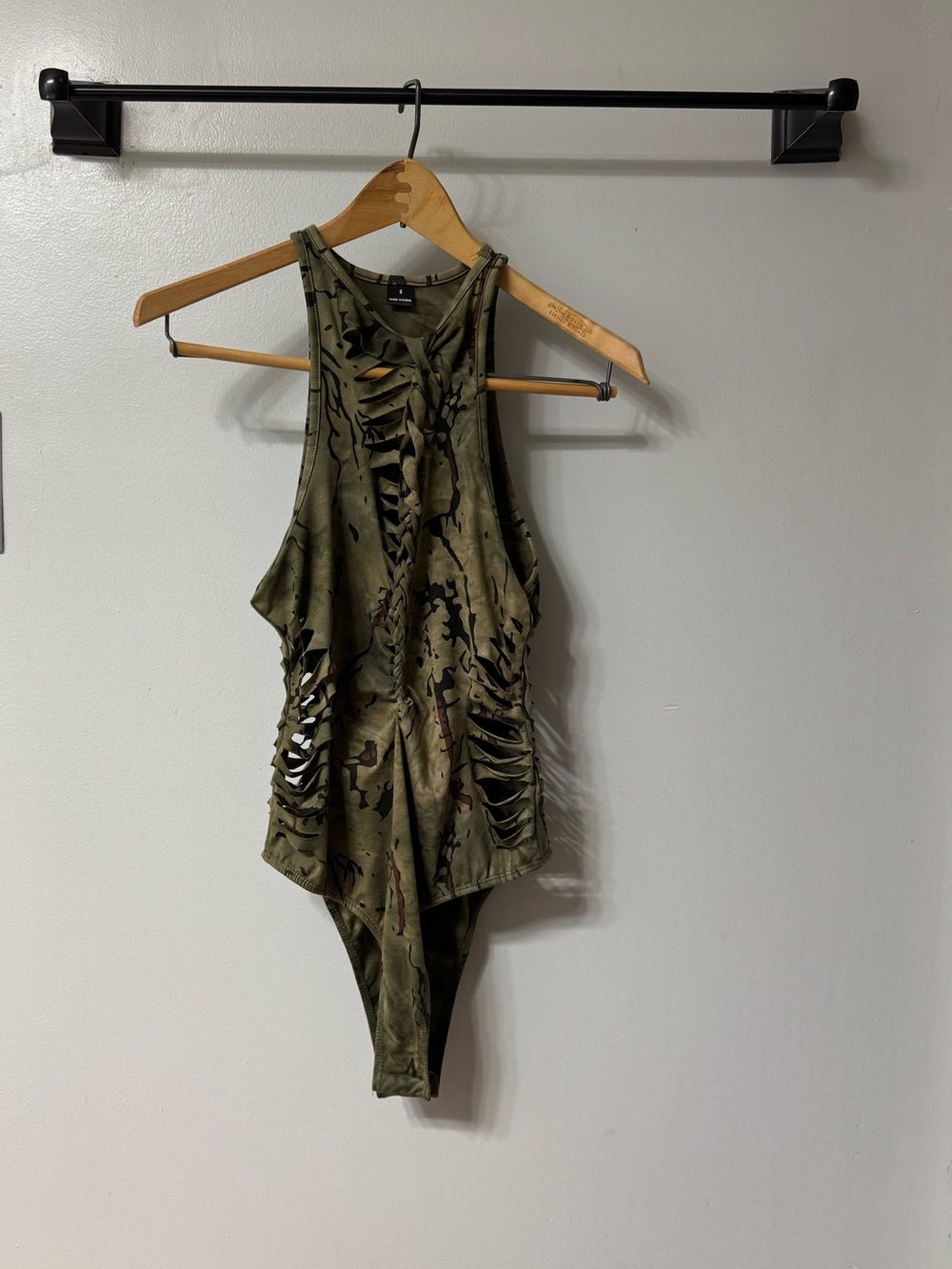Distressed Army Green Women’s Tank Bodysuit